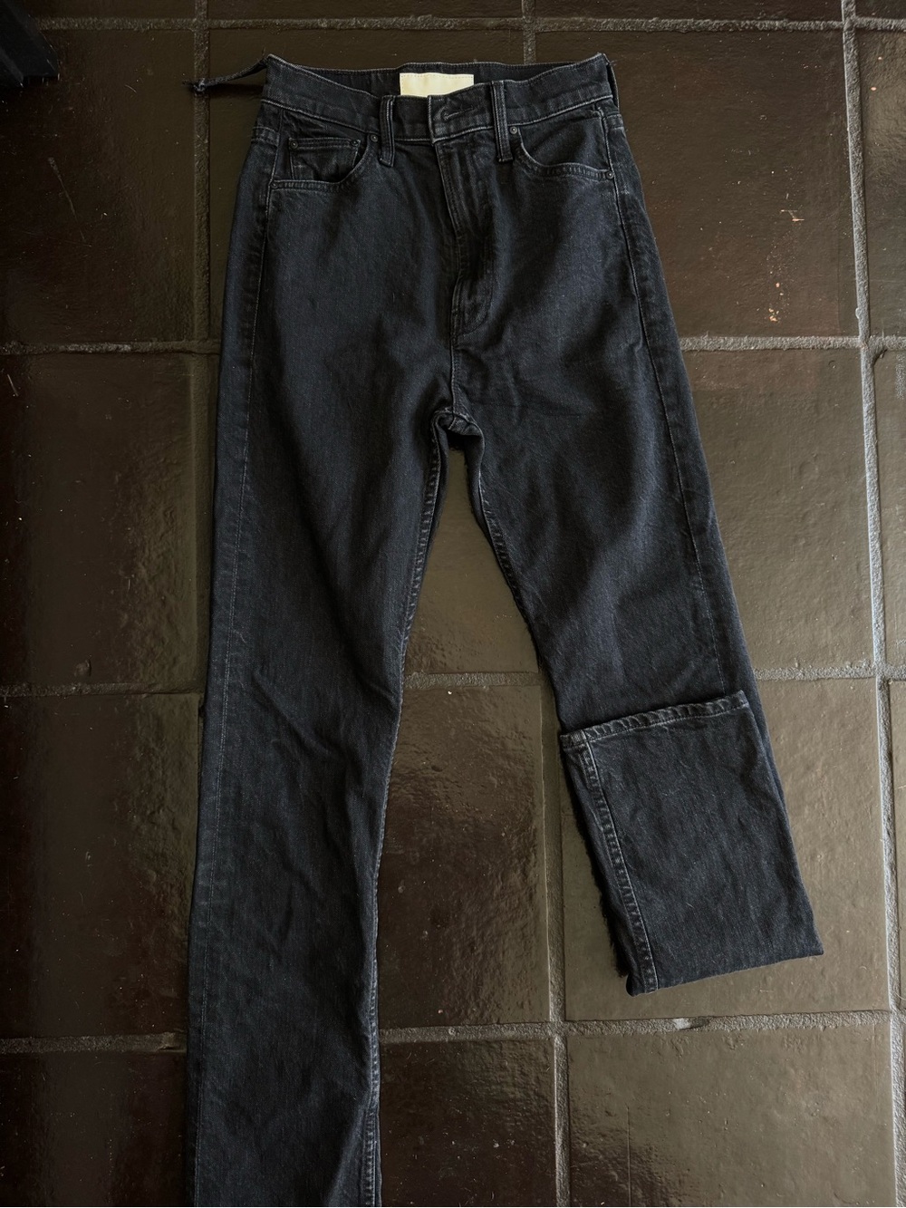 MOTHER Womens Black Straight Jeans